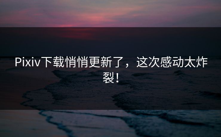 Pixiv下载悄悄更新了，这次感动太炸裂！