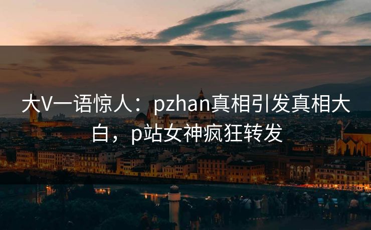 大V一语惊人：pzhan真相引发真相大白，p站女神疯狂转发