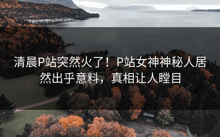 清晨P站突然火了！P站女神神秘人居然出乎意料，真相让人瞠目