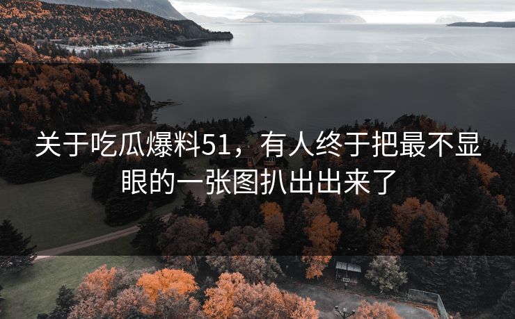 关于吃瓜爆料51，有人终于把最不显眼的一张图扒出出来了